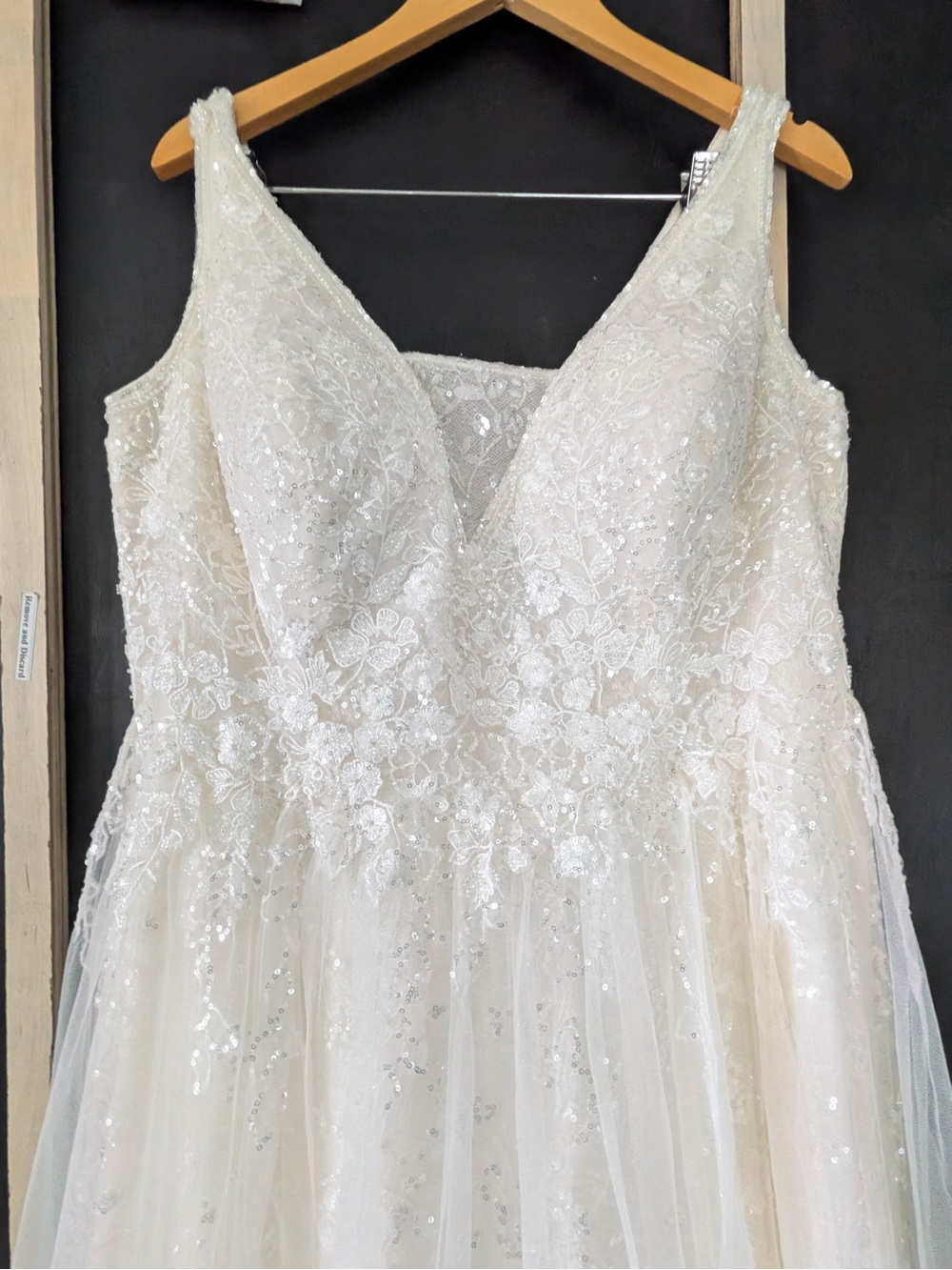 Galina “Signature” Cream Lace A-Line Wedding Dress with Sequin Detail * Size 20